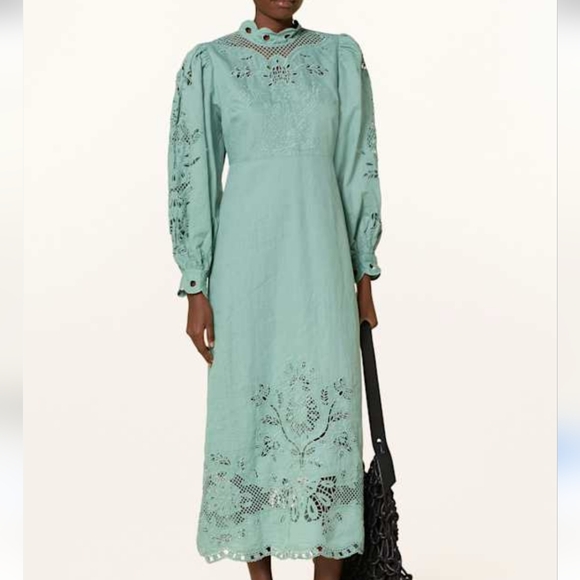 NWOT FARM RIO | $360 Broderie Anglaise Linen Blend Maxi Dress - Picture 2 of 11